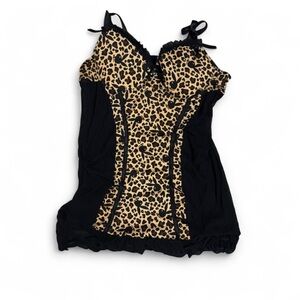 SOLD - Y2K - playboy bunny leopard/cheetah print corset lingerie top.
